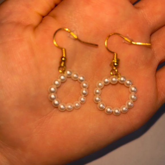 Pearl Hoop Earrings - Picture 2 of 2